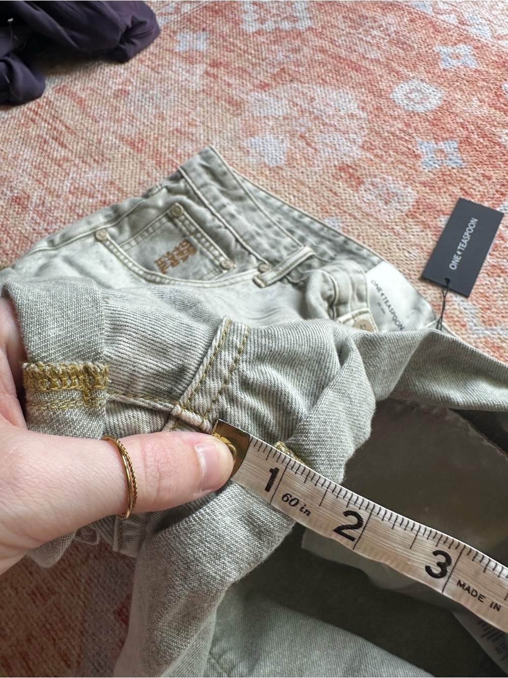NWT one teaspoon Bandits Low Waist Denim Shorts Antique Khaki boho free people - Picture 10 of 11